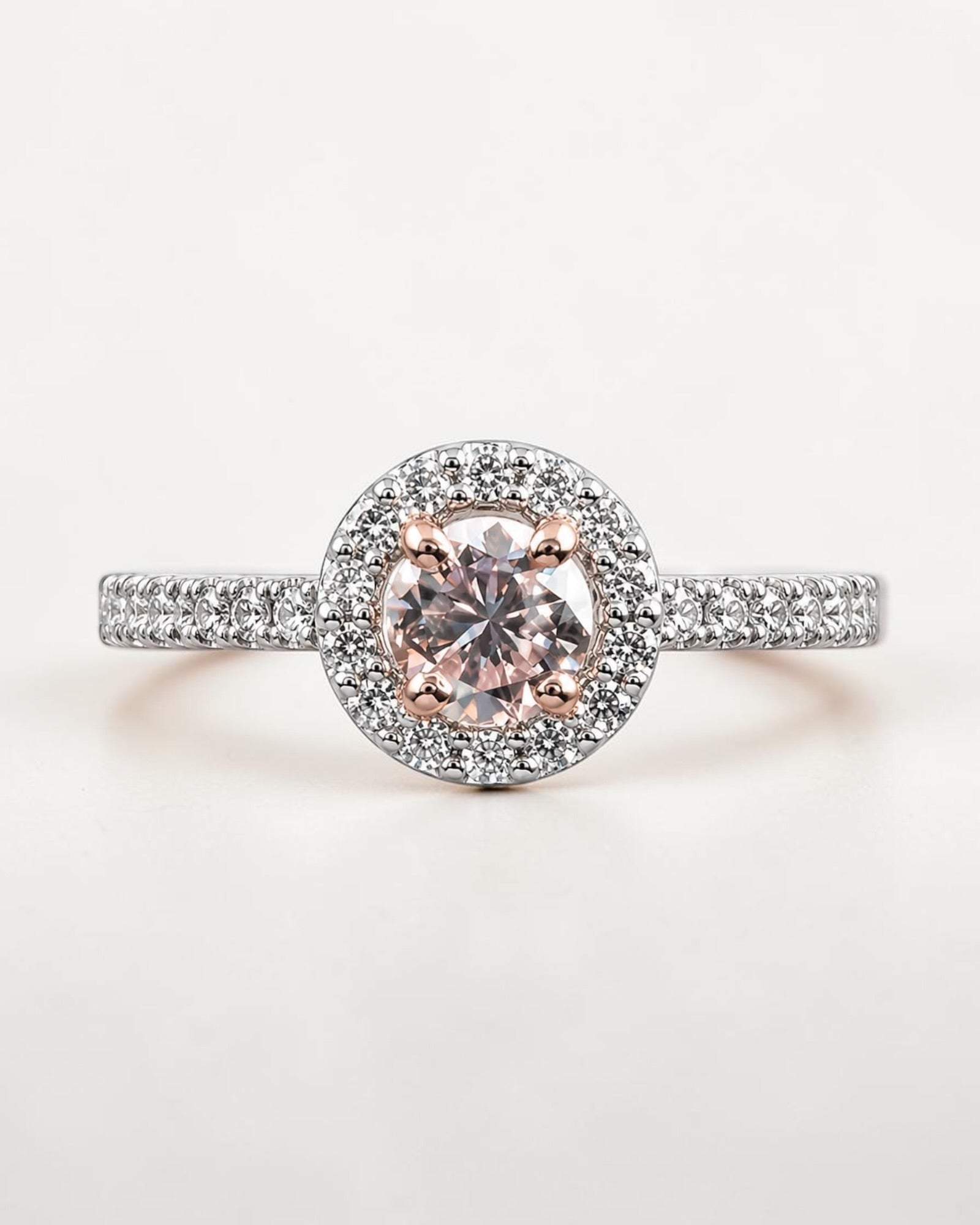 Bague Halo Or blanc et Or rose 18 carats Luceat Luxury