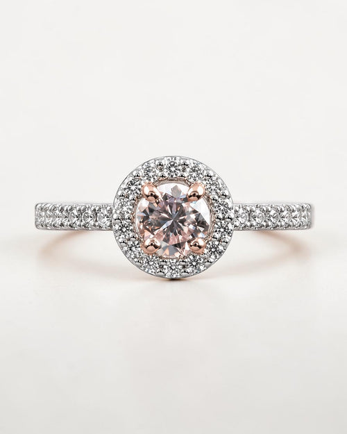 Bague Halo Or blanc et Or rose 18 carats Luceat Luxury